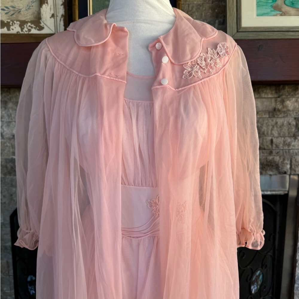 Vintage 1950s Peignor Set Chiffon Lace X Small small - Picture 5 of 15